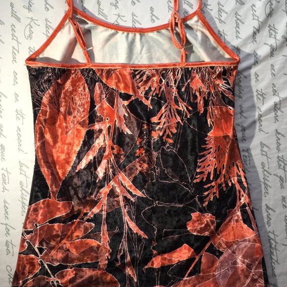 Orange and Black Print Tank Top Feels Like Velvet Large - Picture 4 of 9